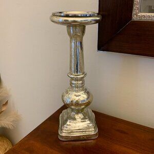 Pottery Barn Elegant Antique Mercury Pillar Candle Holder Large ~ 15" Tall